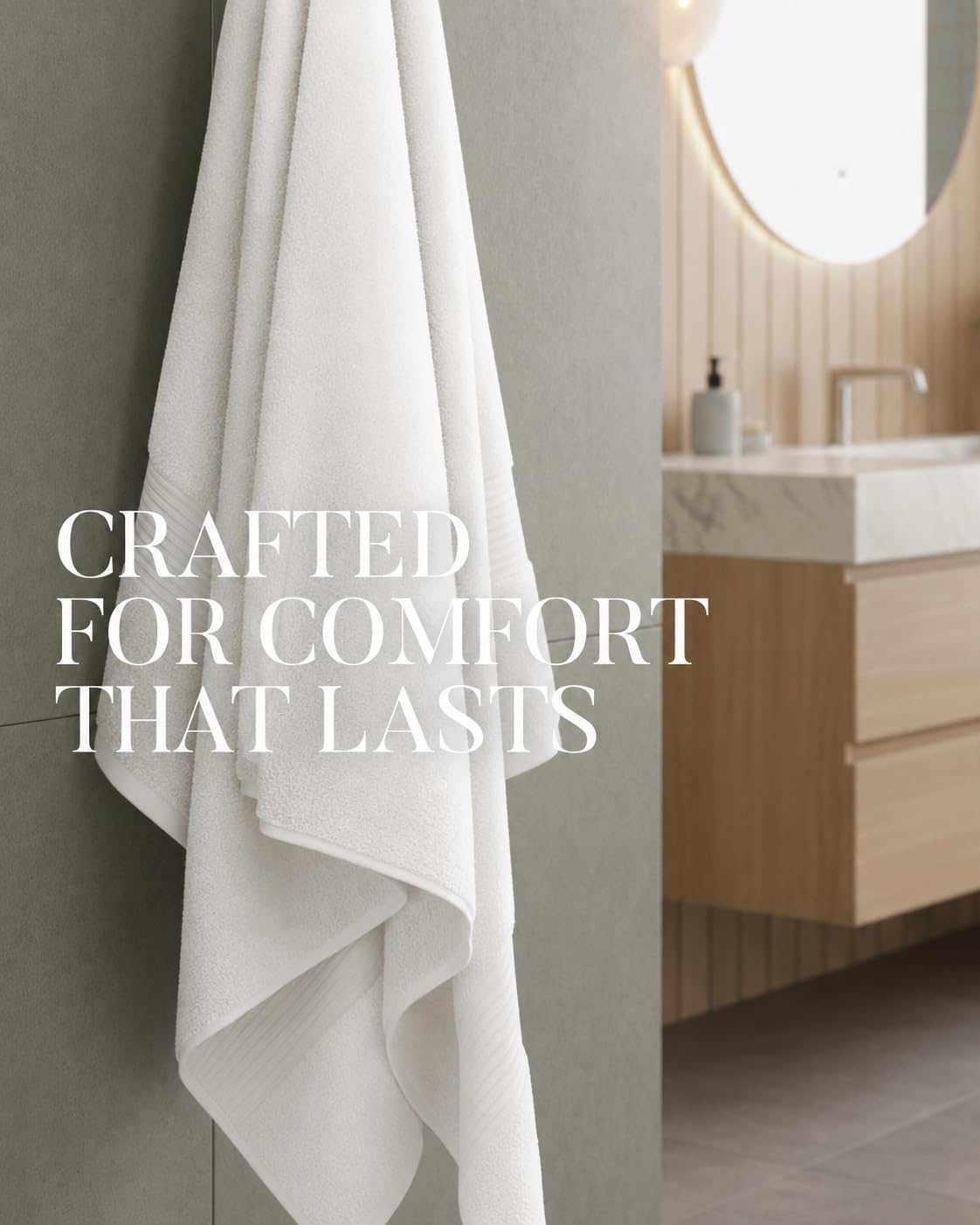 Luxury Bath Towels 4 Pack 650 GSM, 34"x56" Bath Towels Large - White