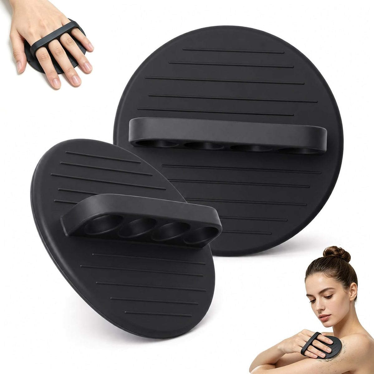 2 Pack Exfoliating Glove Set, Silicone Body Scrubber for Shower & Bath