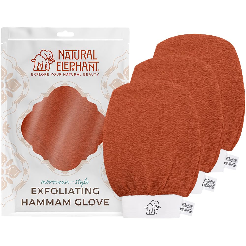 Natural Elephant Exfoliating Hammam Glove | Authentic Moroccan Kessa Body Scrub Mitt for Spa-Quality Skin Renewal | Pure Black Single
