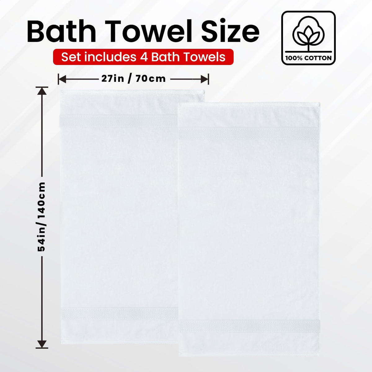 Infinitee Xclusives 100% Ring-Spun Cotton Bath Towels for Bathroom - Pack 4