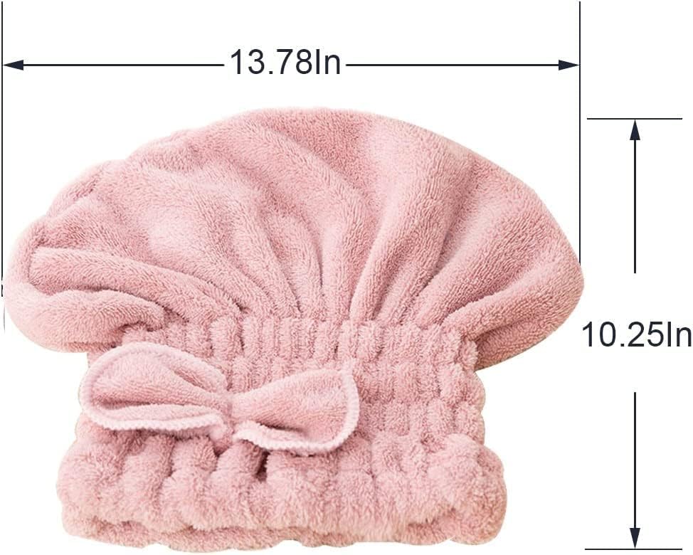 Jseng 2PC Microfiber Hair Drying Caps, Extrame Soft & Ultra Absorbent, Fast Drying Hair Turban Wrap Towels Thick Fluffy Shower Cap for Women