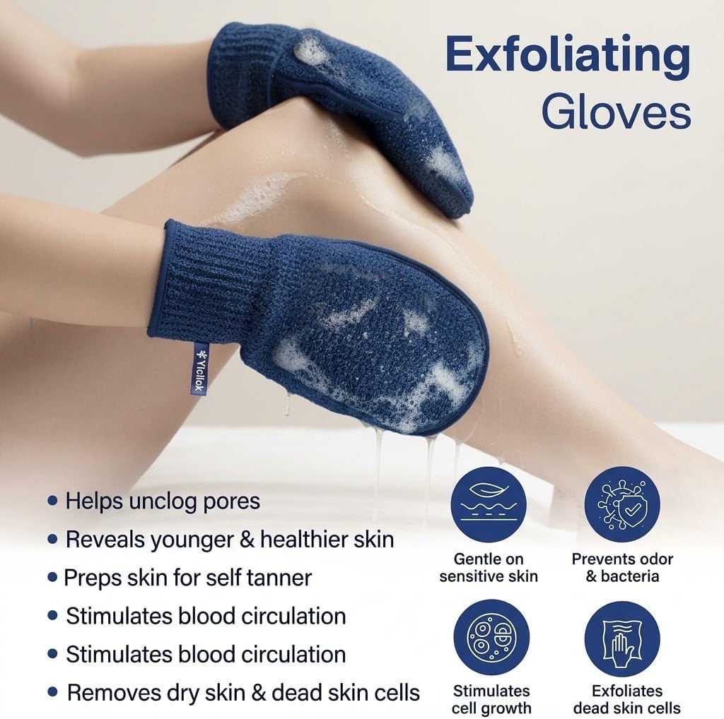 Exfoliating Mitt, Exfoliating Glove, Body Scrubber Exfoliator, 2 Pack