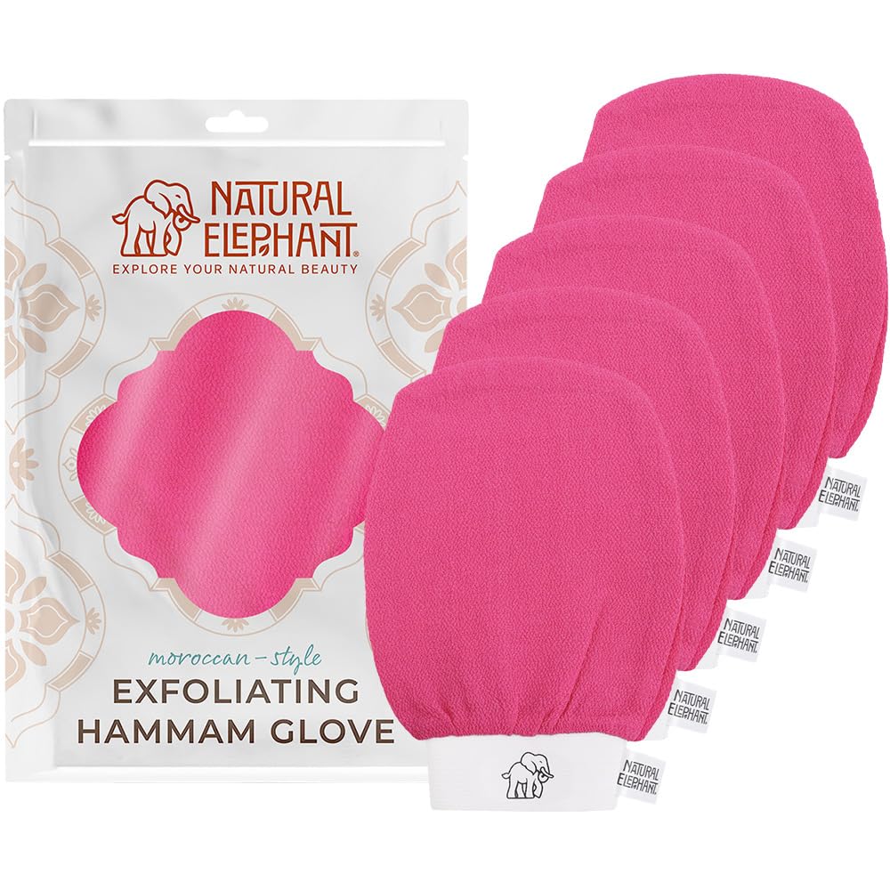 Natural Elephant Exfoliating Hammam Glove | Authentic Moroccan Kessa Body Scrub Mitt for Spa-Quality Skin Renewal | Pure Black Single