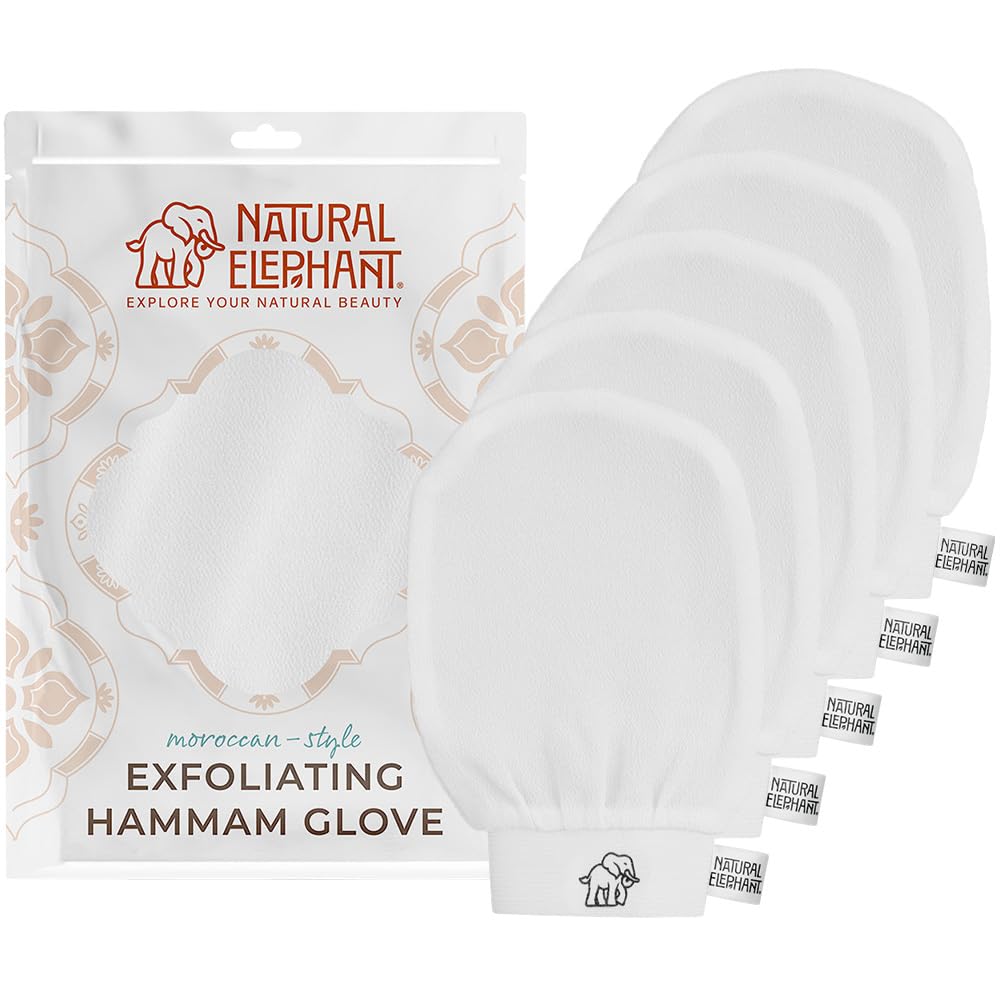 Natural Elephant Exfoliating Hammam Glove | Authentic Moroccan Kessa Body Scrub Mitt for Spa-Quality Skin Renewal | Pure Black Single