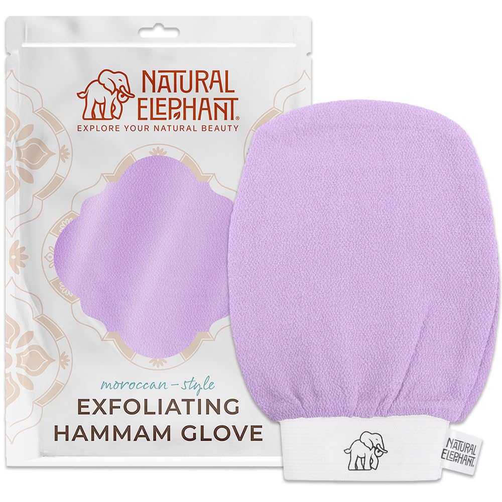 Natural Elephant Exfoliating Hammam Glove | Authentic Moroccan Kessa Body Scrub Mitt for Spa-Quality Skin Renewal | Pure Black Single