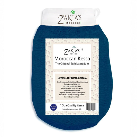 Original Kessa Exfoliating Glove - Rough Blue - Microdermabrasion exfoliating mitts, Removes unwanted dead skin, dirt and grime and Keratosis Pilaris. Great for spray tan removal.