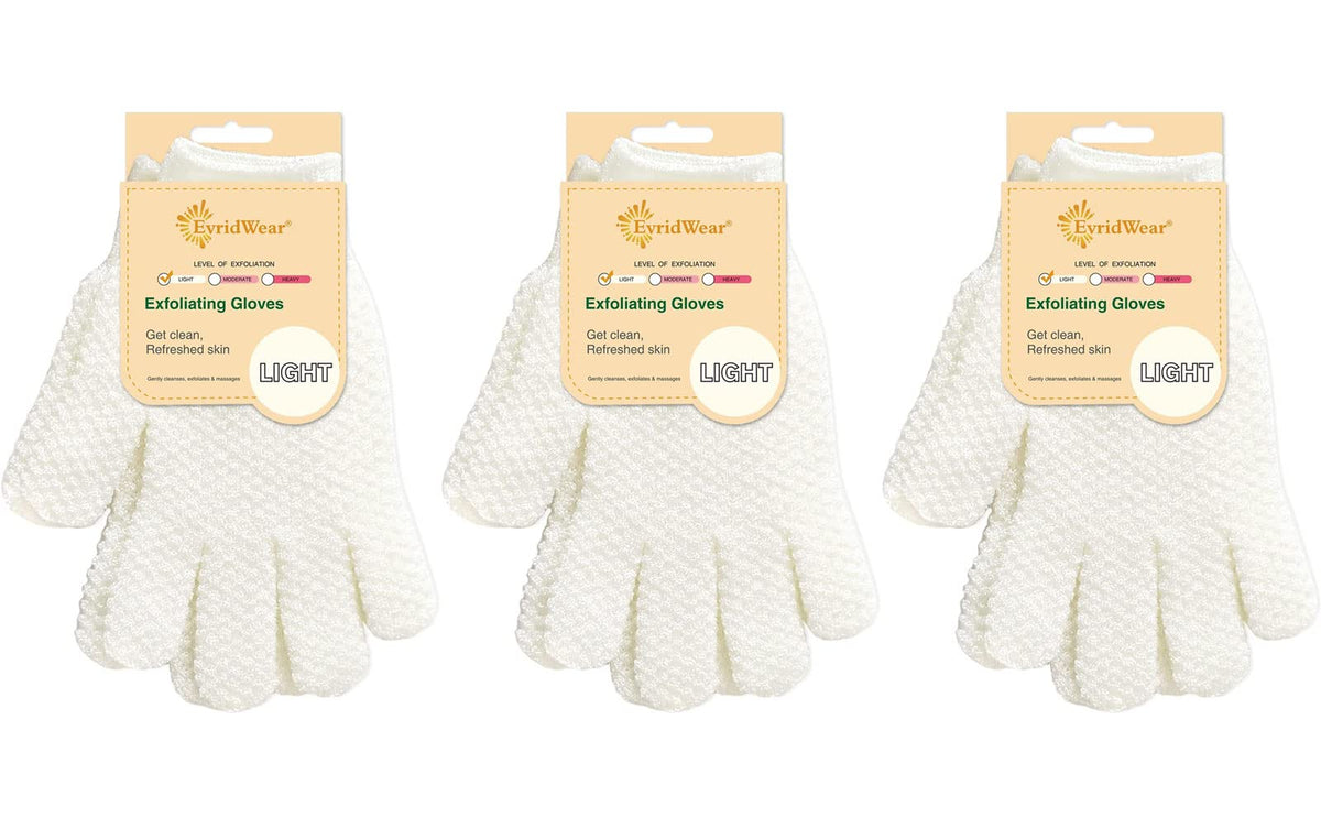 Evridwear Exfoliating Glove for Shower Bath, Body Wash Loofah Gloves Women