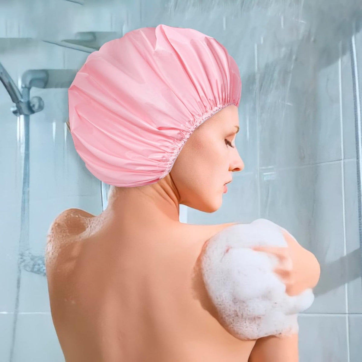 6 PCS Shower Capsfor Women, Reusable Waterproof Bath Caps