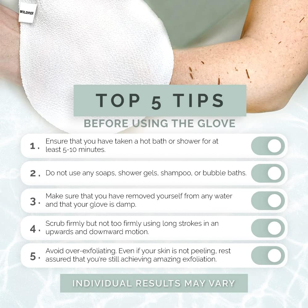 Wildpier Beauty Deep Exfoliating Glove - Biodegradable Viscose, Body Exfoliator Improves Skin Texture, Exfoliating Face Scrub Reduces Acne, Dead Skin Remover for Body, Body Scrubber Exfoliator