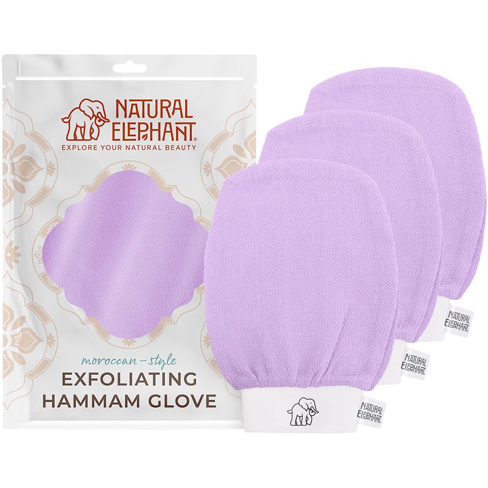 Natural Elephant Exfoliating Hammam Glove | Authentic Moroccan Kessa Body Scrub Mitt for Spa-Quality Skin Renewal | Pure Black Single