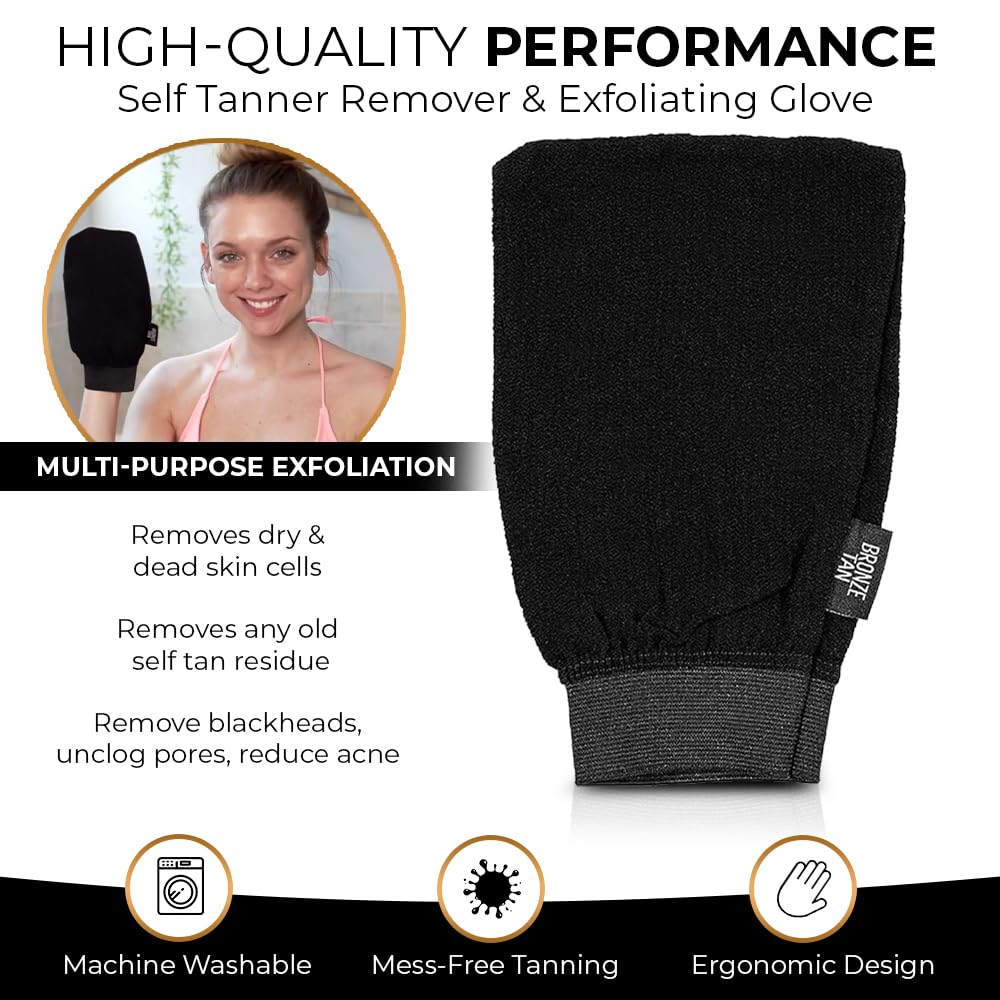 Bronze Tan Self Tan Remover Mitt and Exfoliating Glove for Sunless Tanning