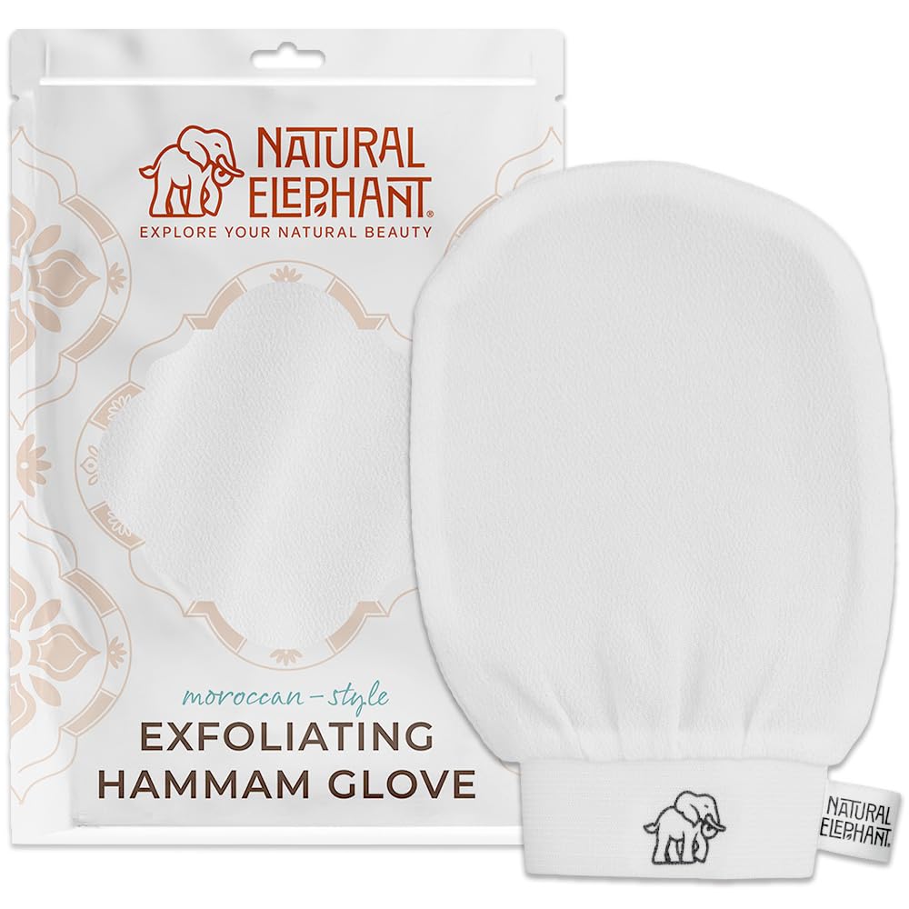 Natural Elephant Exfoliating Hammam Glove | Authentic Moroccan Kessa Body Scrub Mitt for Spa-Quality Skin Renewal | Pure Black Single