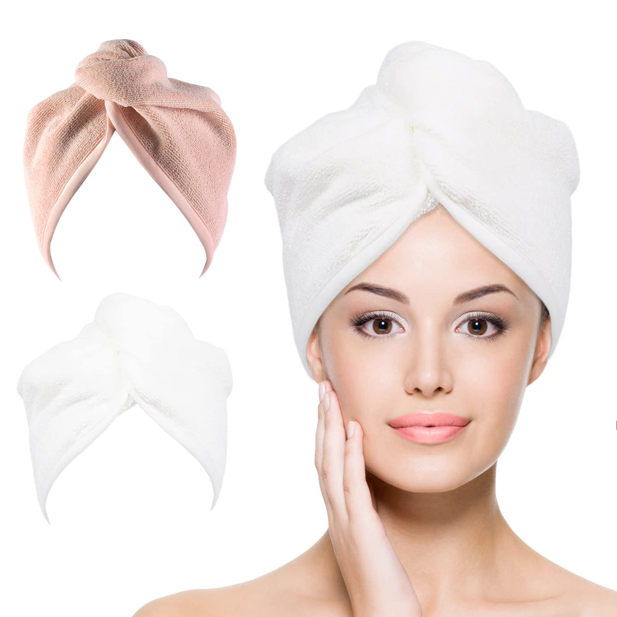 Microfiber Hair Towel Hair Wrap: 2 Pcs 10X26 Hair Dryer Women (Gray)