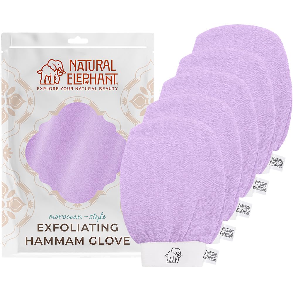 Natural Elephant Exfoliating Hammam Glove | Authentic Moroccan Kessa Body Scrub Mitt for Spa-Quality Skin Renewal | Pure Black Single