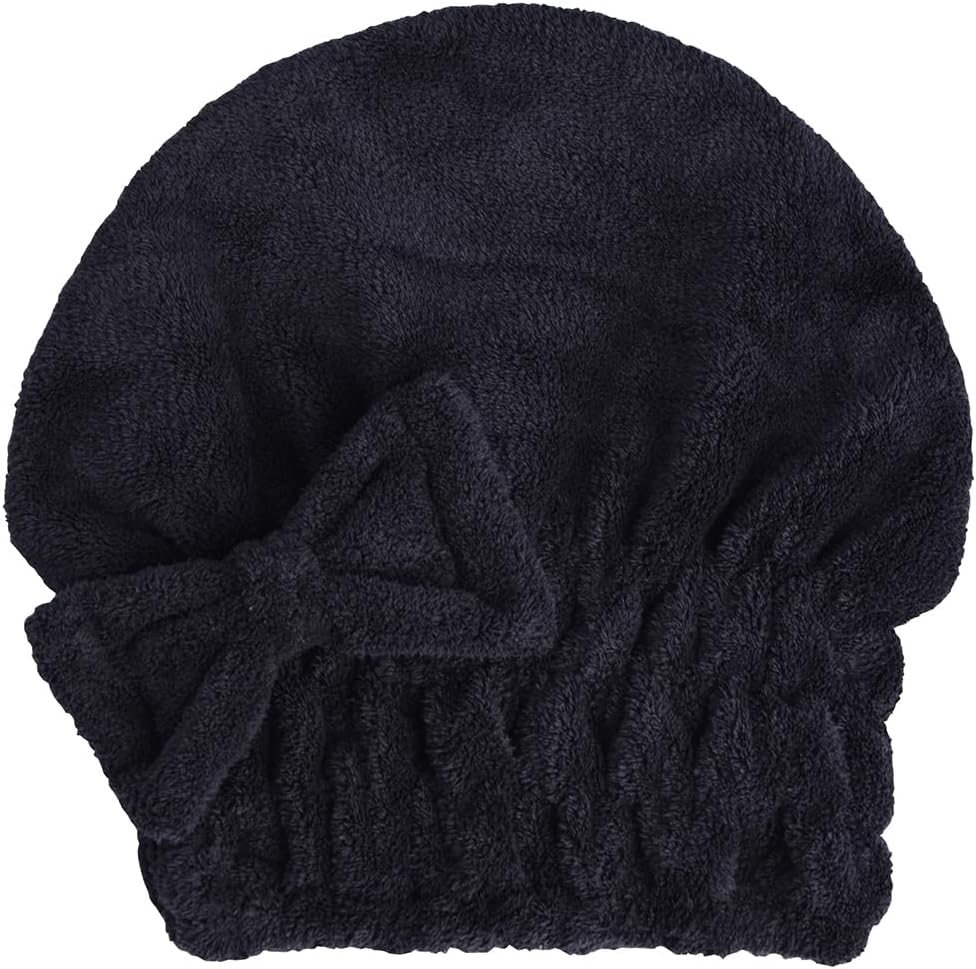 HOPESHINE Microfiber Hair Towel Cap for Women Wet Short or Long Curly Hair Super Absorbent Turbans Anti Frizz Great Gift for Women and Girls (Black, 1)
