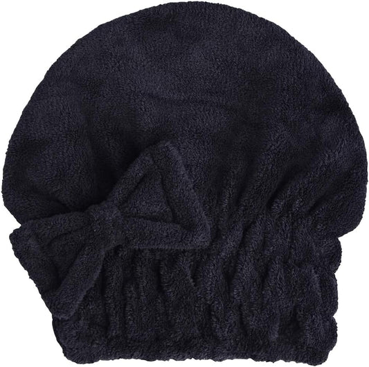 HOPESHINE Microfiber Hair Towel Cap for Women Wet Short or Long Curly Hair Super Absorbent Turbans Anti Frizz Great Gift for Women and Girls (Black, 1)