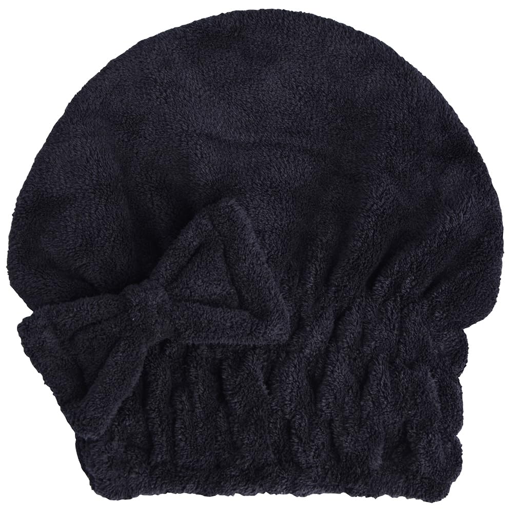 HOPESHINE Microfiber Hair Towel Cap for Women Wet Short or Long Curly Hair Super Absorbent Turbans Anti Frizz Great Gift for Women and Girls (Black, 1)