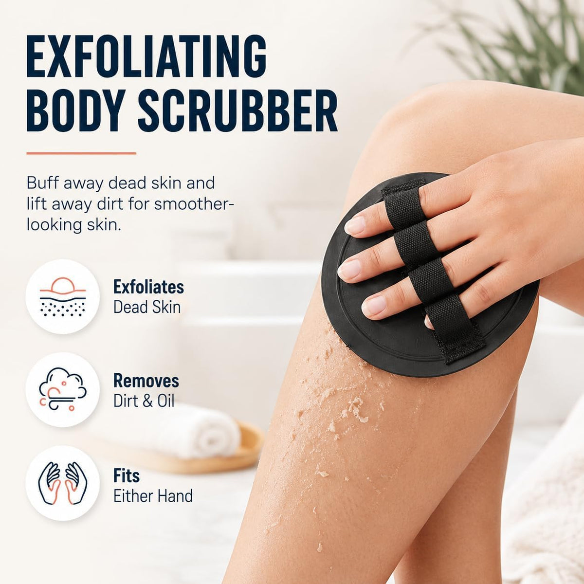 4 Pack Soft Rubber Shower Scrubber, Body Exfoliating Bath Tool，Mix