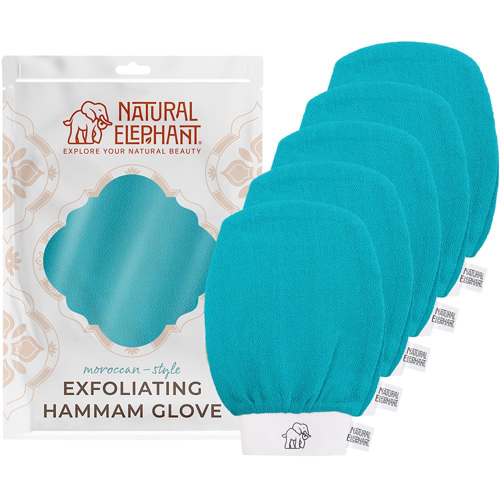 Natural Elephant Exfoliating Hammam Glove | Authentic Moroccan Kessa Body Scrub Mitt for Spa-Quality Skin Renewal | Pure Black Single