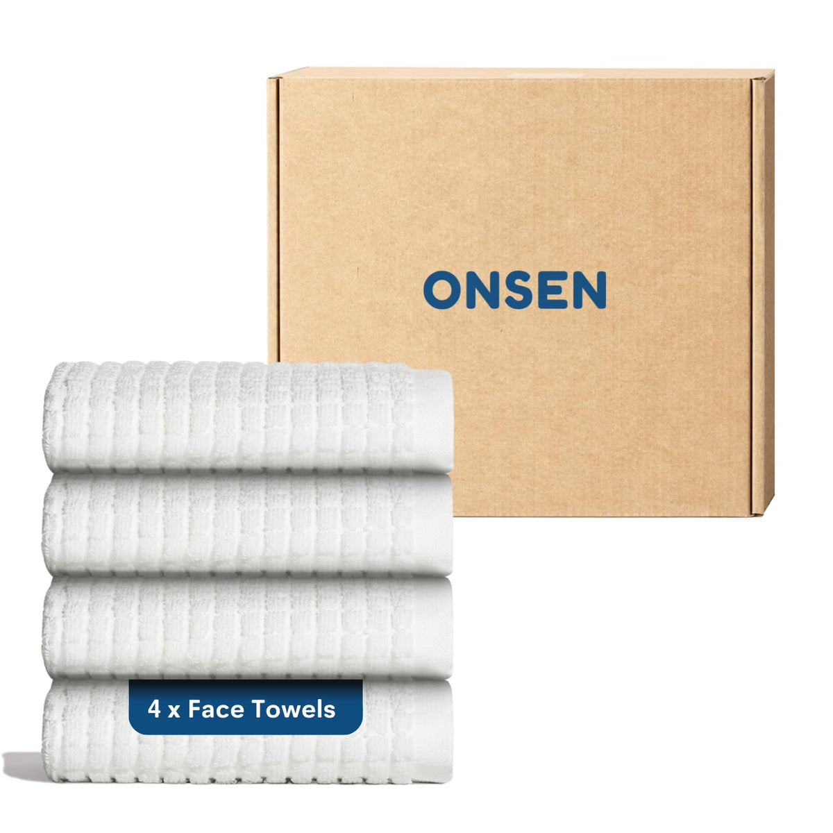 ONSEN Sculpted Terry Bath Towels, 100% American Cotton, Quick Dry Lint Free, Lightweight Absorbent Bath Towel Set with Hanging Loop, 28x55 in (Grey Fog, 2X Bath Towel)