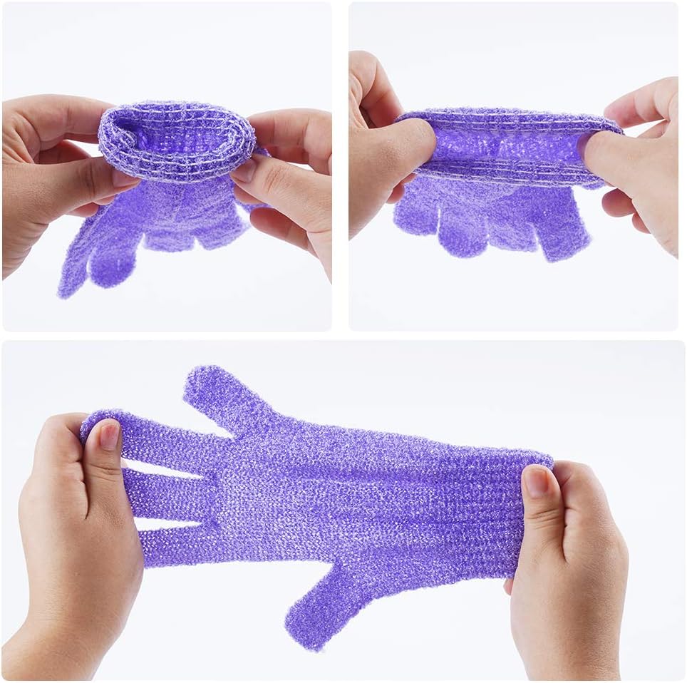 10 Pairs Exfoliating Gloves, 100% Nylon Double Sided 10 Colors
