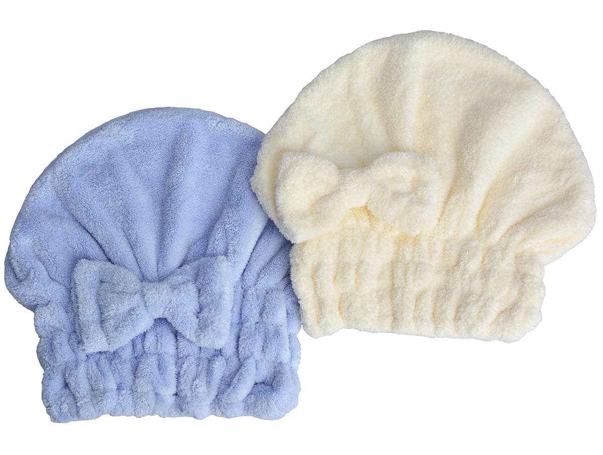 Microfiber Hair Drying Towels Head wrap with Bow-Knot Shower Cap Hair Turban hairWrap Bath Cap for Curly Long & Wet Hair Gift for Women