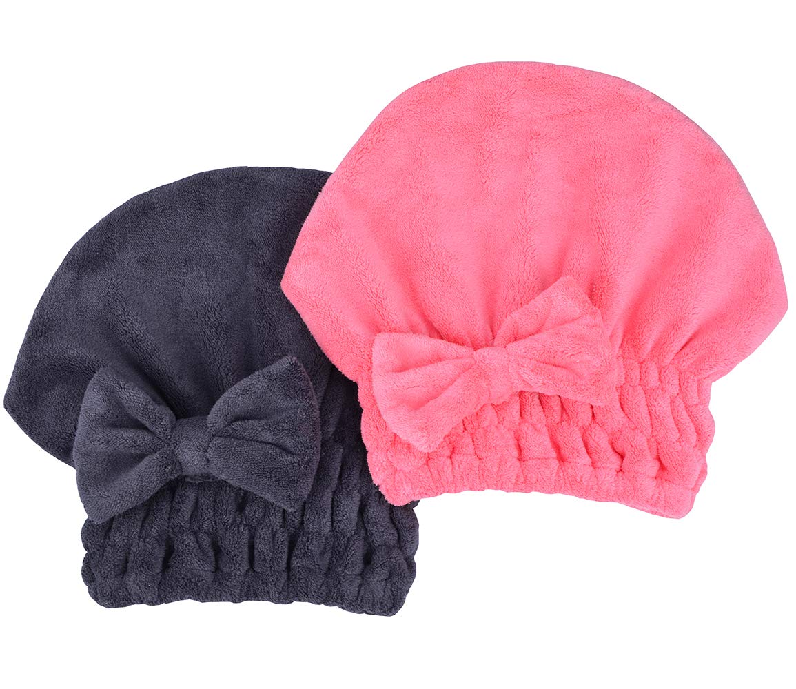 Microfiber Hair Drying Towels Head wrap with Bow-Knot Shower Cap Hair Turban hairWrap Bath Cap for Curly Long & Wet Hair Gift for Women