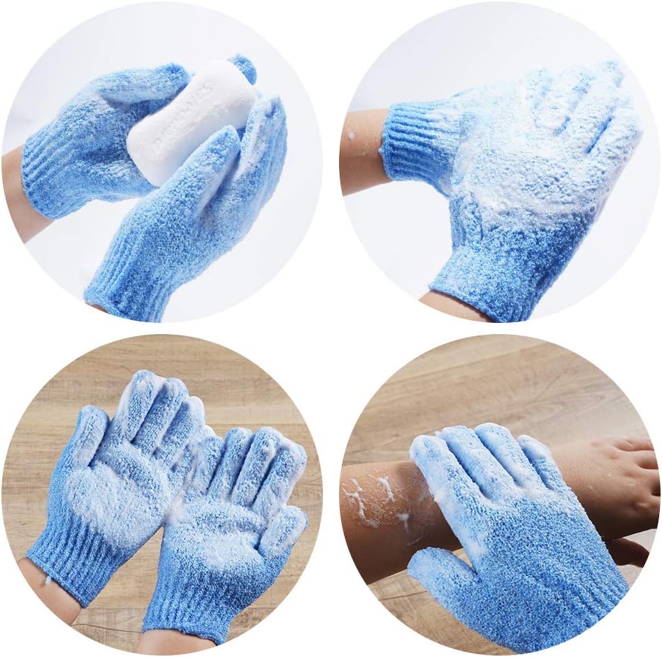 10 Pairs Exfoliating Gloves, 100% Nylon Double Sided 10 Colors