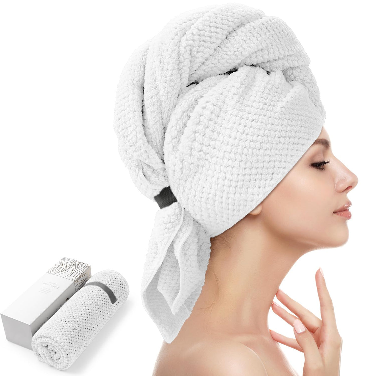 YFONG Large Microfiber Hair Towel Wrap for Women, 26" X 40" Super Absorbent