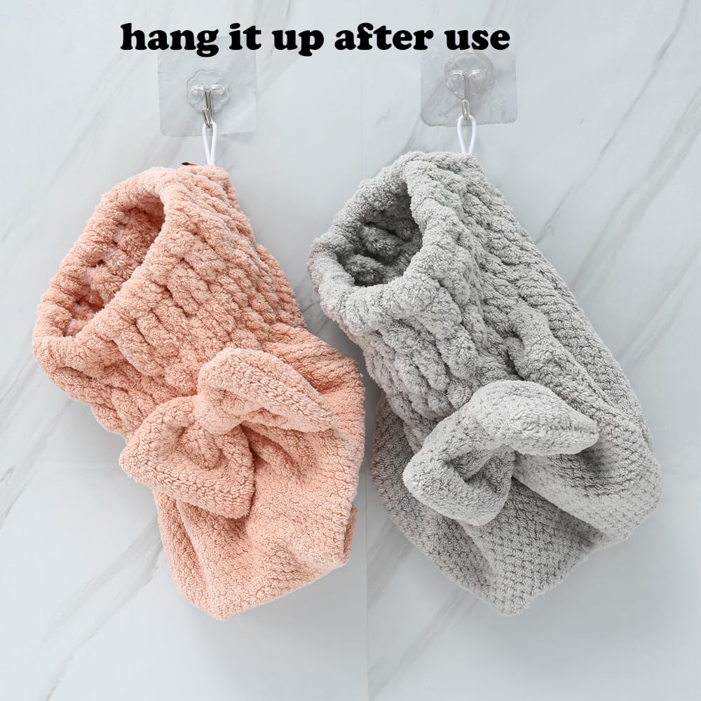 M-bestl Microfiber Hair Towel Wrap to Dry Short Hair Quickly (Pink&Gray)