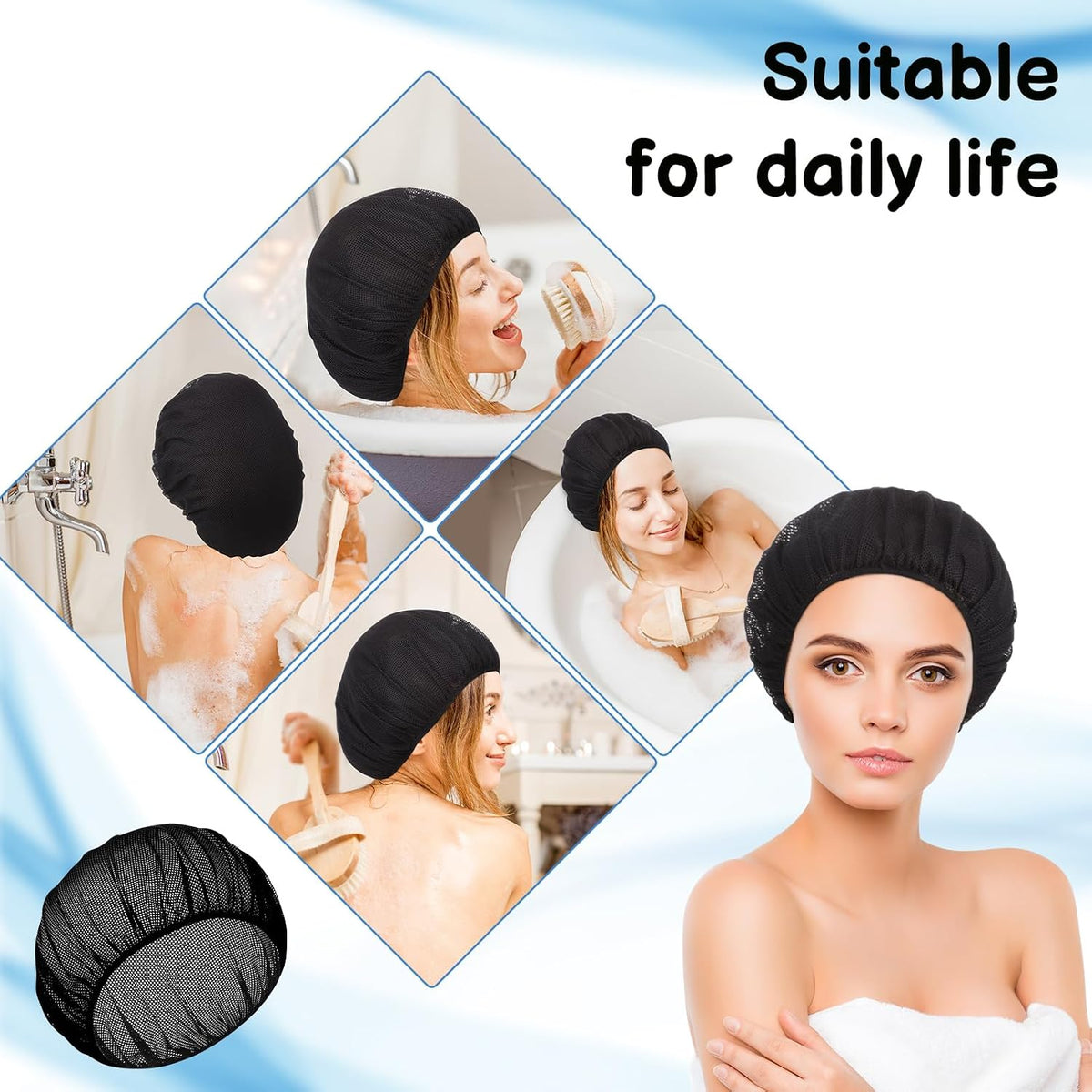 10 Pcs Hair Net for Sleep Night Curly Hair Nets Black