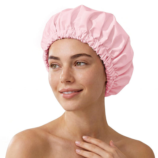 Shower Cap for Women, Reusable Waterproof Long Hair Bonnet