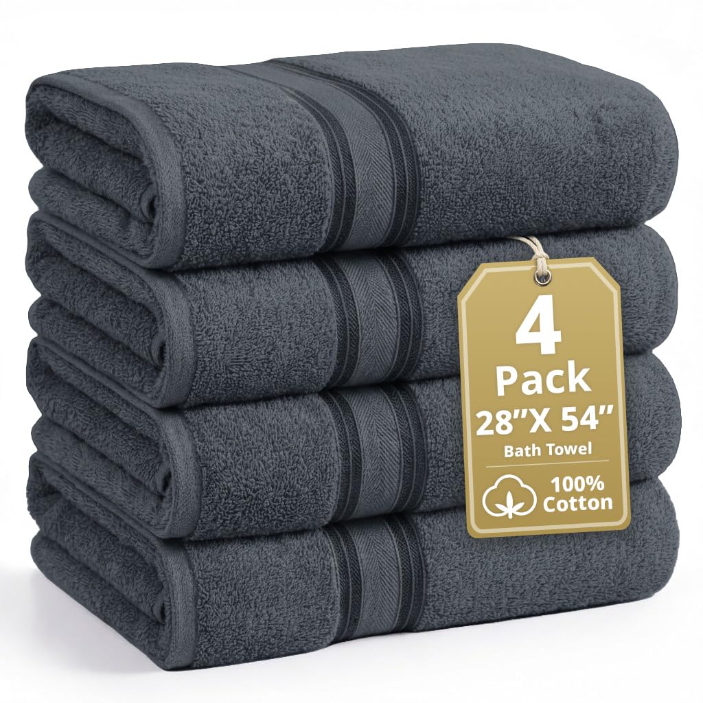LANE LINEN Bath Towel Set 100% Cotton 18 Piece Soft Absorbent - Grey