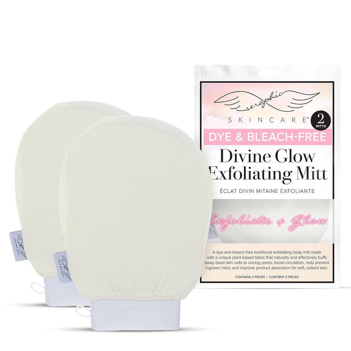 Divine Glow Exfoliating Mitt for Body 2pcs - Body Scrub Glove & Exfoliator