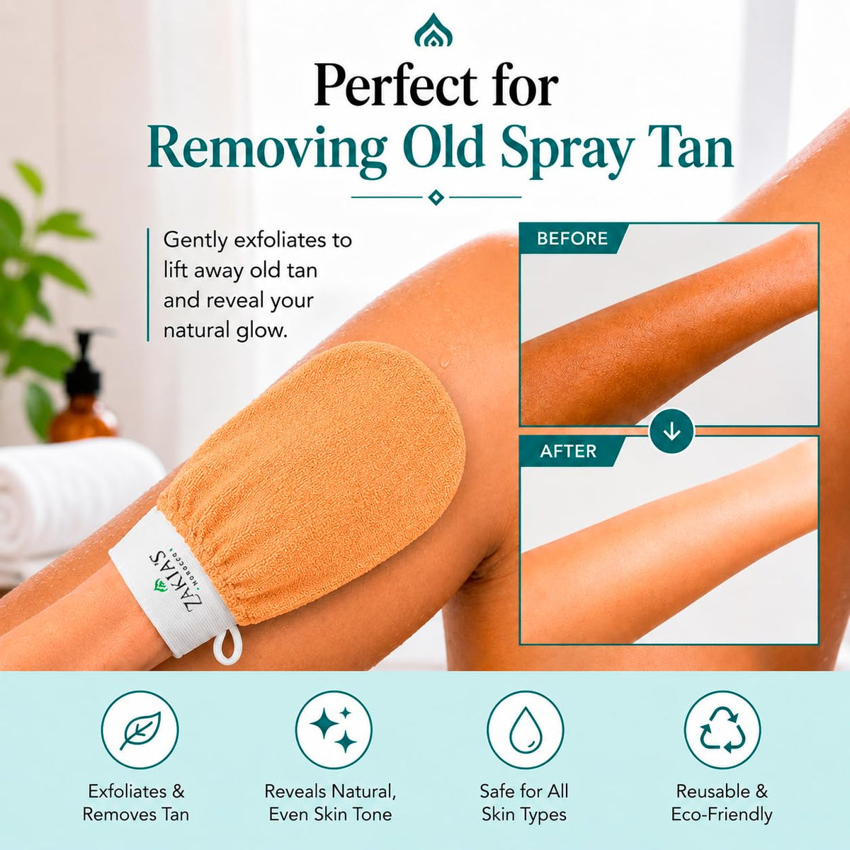 Original Kessa Exfoliating Glove - Salmon Beige - Microdermabrasion Exfoliating Mitts, Removes unwanted dead skin, dirt and grime and Keratosis Pilaris. Great for spray tan removal. 1 unit