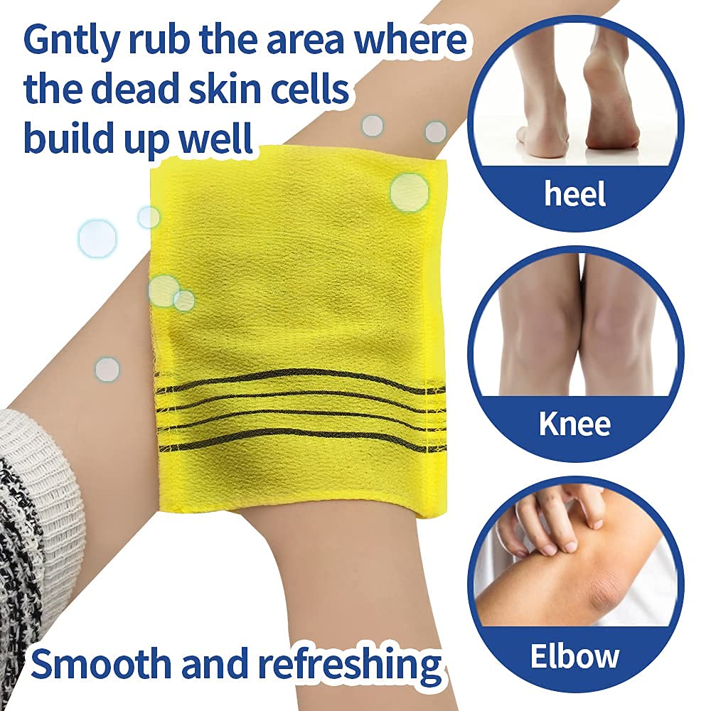 GOLDSANGSA-Korean Exfoliating Towel Washcloth Mitts 12pcs(Green4,Red4,Yellow4)/Korean Italy Towel Skincare Exfoliating Scrub Bath Cloth Remove Dead Skin