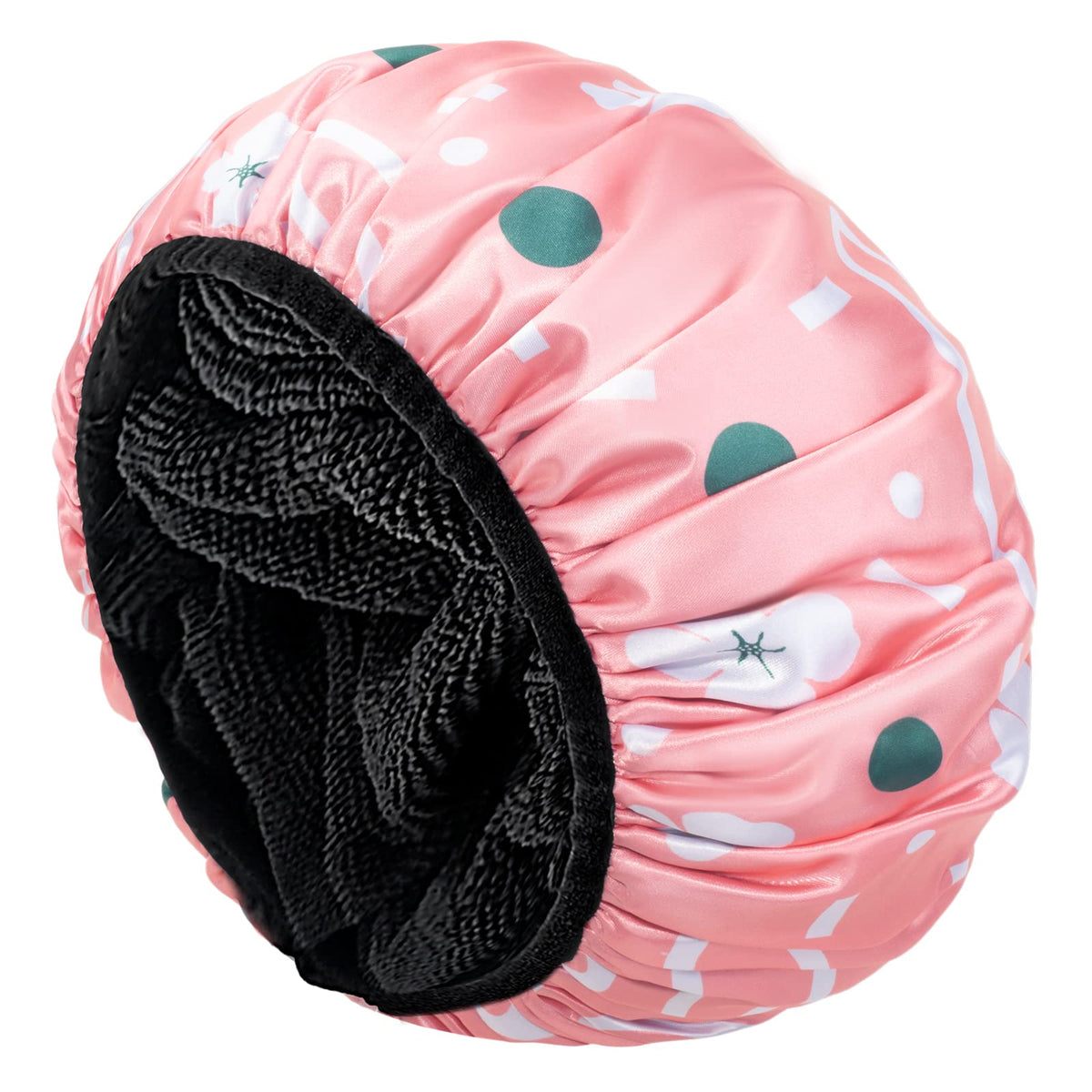 Aquior Shower Cap,Terry Lined Shower Cap for Women Reusable, Triple Layer Waterproof Bath Cap, Extra Large for Women Long Hair(Black)