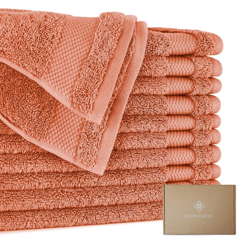 BIOWEAVES 100% Organic Cotton 700 GSM Plush Bath Towels 30" x 58" GOTS Certified - White, Pack of 2