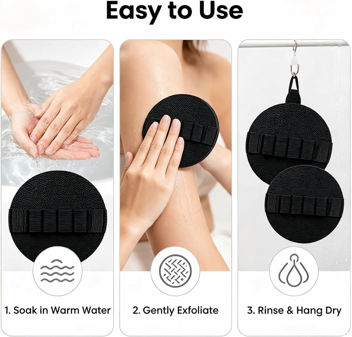 Exfoliating Bath Glove, Rubber Body Scrubber Glove, No Pain Gentle Skin Exfoliator, Quick Dry Shower Scrub Glove for Arms, Legs, Elbows, Knees & Feet