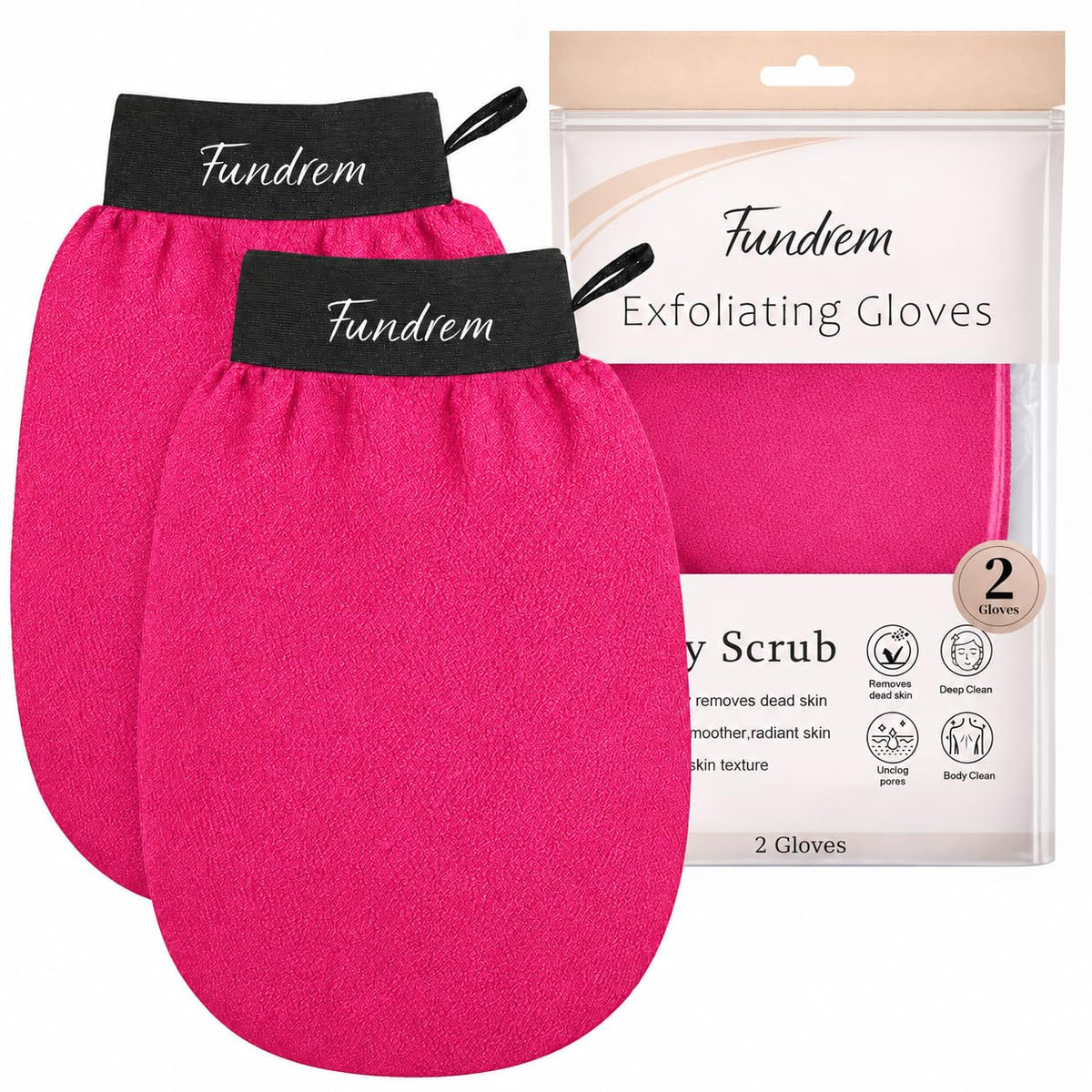Exfoliating Glove 2 Pack, Korean Exfoliating Mitt, Body Scrubber Exfoliator