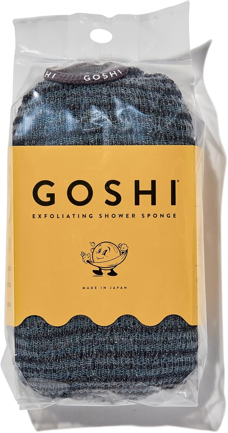 Goshi Exfoliating Shower Sponge- Grey, Rapid-Drying, Rip Resistant