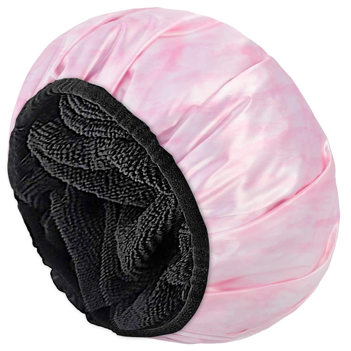 Aquior Shower Cap,Terry Lined Shower Cap for Women Reusable, Triple Layer Waterproof Bath Cap, Extra Large for Women Long Hair(Black)