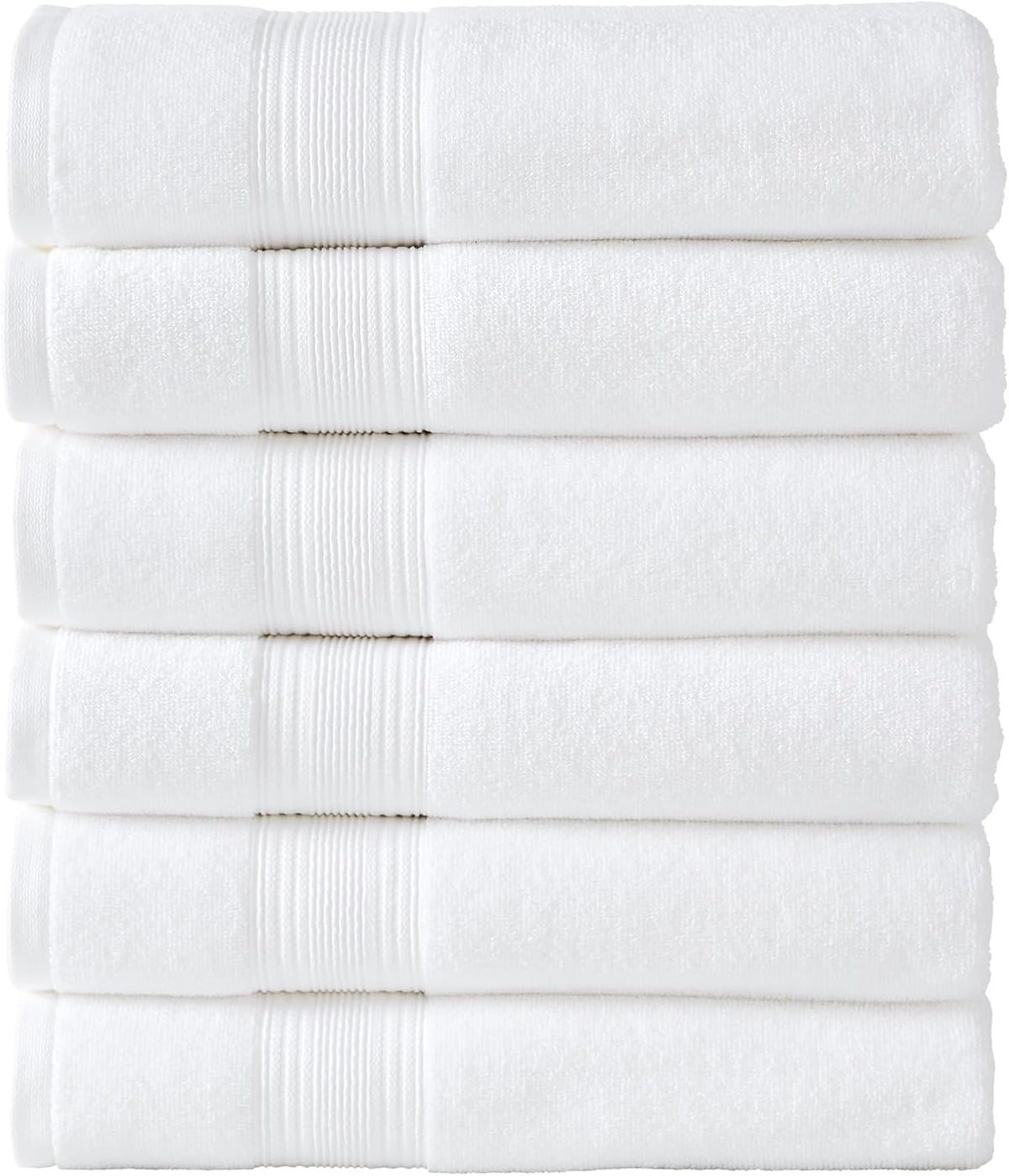 Modern Threads Hotel Collection 6-Pack 100% Ring Spun Cotton, Highly Absorbent Quick Drying Bath Towel Set, White, 27x54