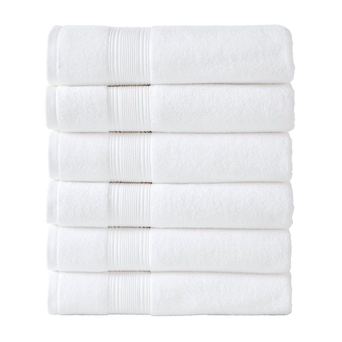 Modern Threads Hotel Collection 6-Pack 100% Ring Spun Cotton, Highly Absorbent Quick Drying Bath Towel Set, White, 27x54