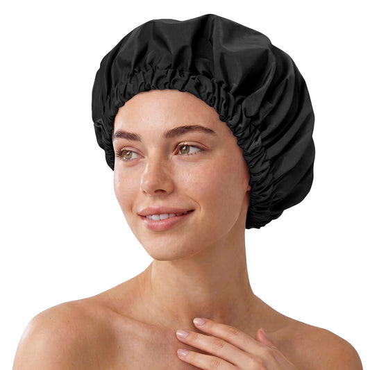Shower Cap for Women, Reusable Waterproof Long Hair Bonnet
