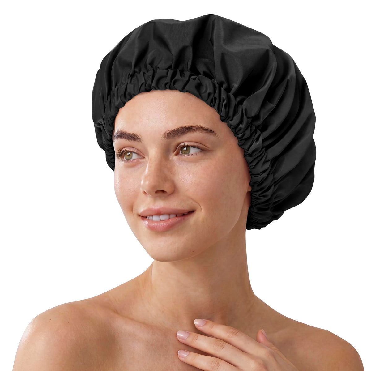Shower Cap for Women, Reusable Waterproof Long Hair Bonnet