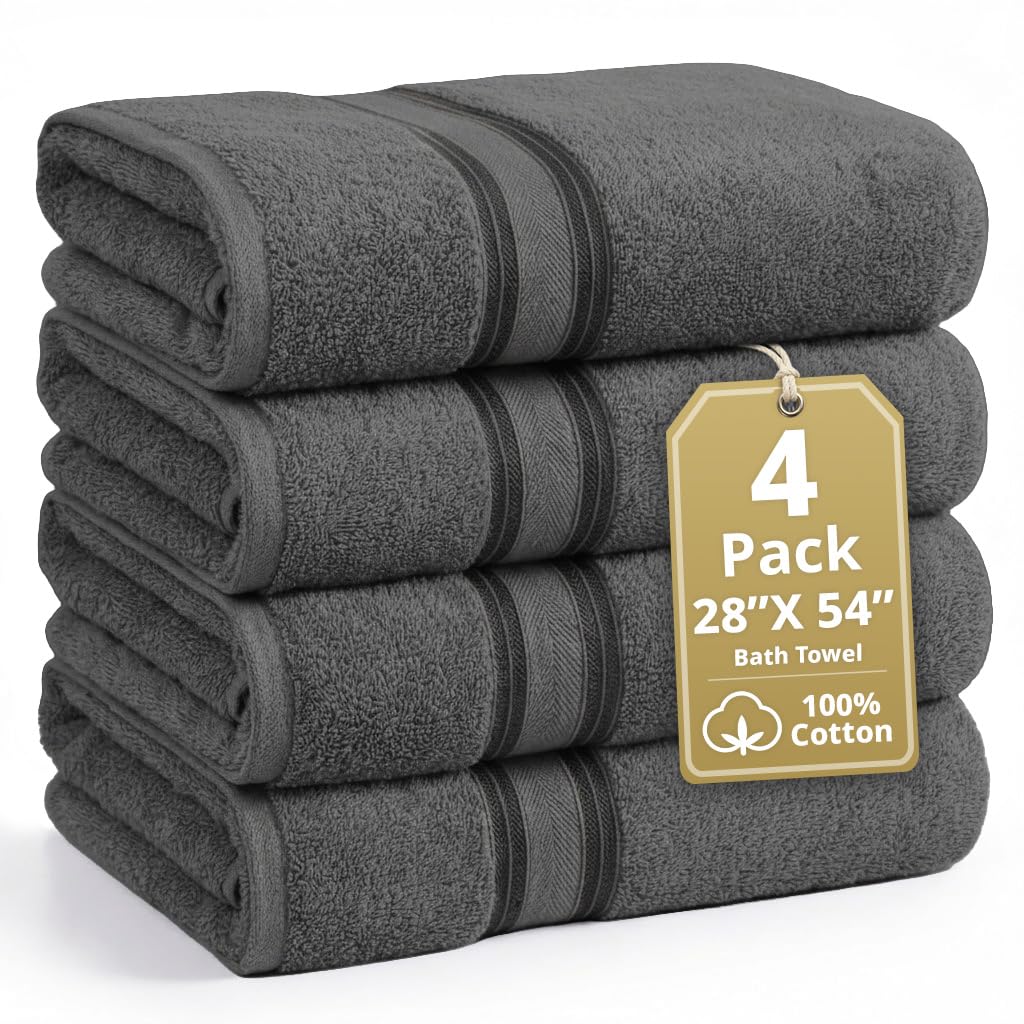 LANE LINEN Bath Towel Set 100% Cotton 18 Piece Soft Absorbent - Grey