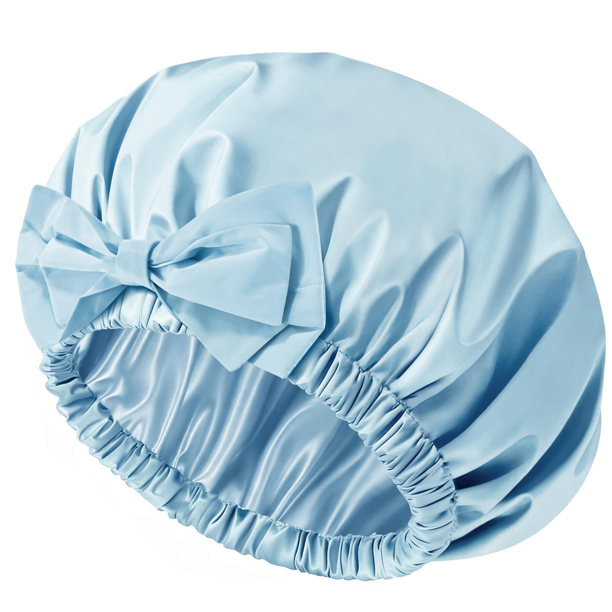 Shower Cap for Women, Large Waterproof Reusable Hair Cap with Bow