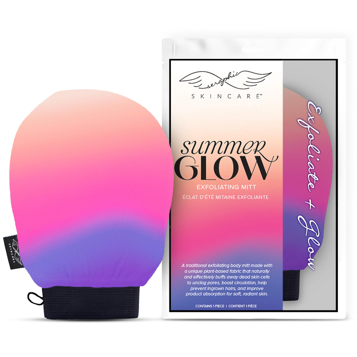 Divine Glow Exfoliating Mitt for Body 2pcs - Body Scrub Glove & Exfoliator