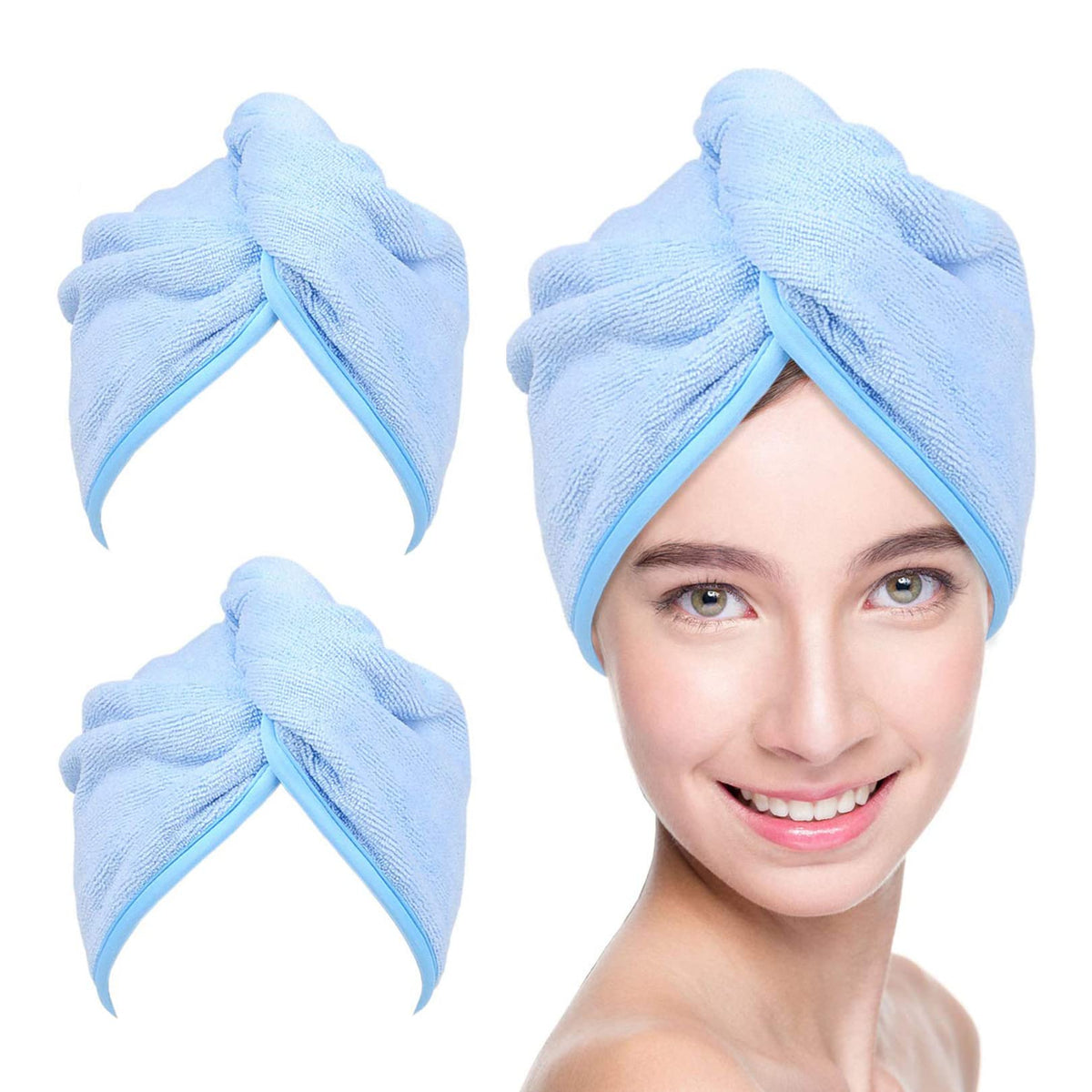 Microfiber Hair Towel Hair Wrap: 2 Pcs 10X26 Hair Dryer Women (Gray)